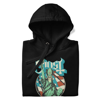 Ghost Statue of Liberty Classic Mens Officially Licensed Hoodie Black