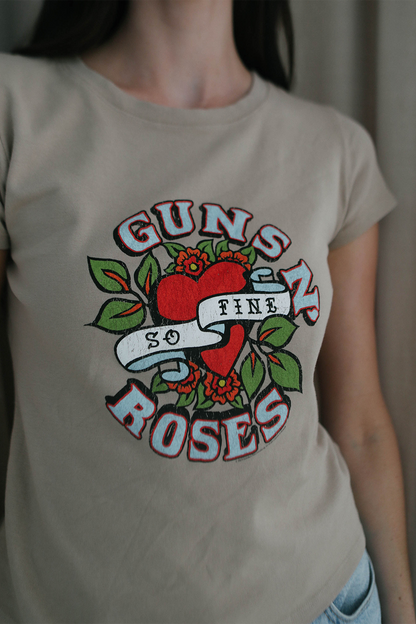 Guns N Roses So Fine Baby Womens Tee Shirt Tan