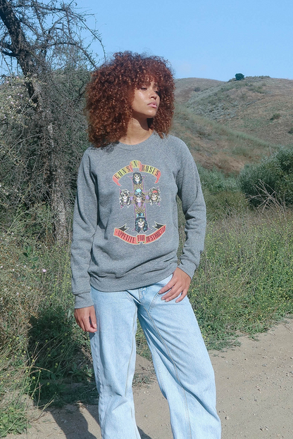 Guns N Roses Appetite For Destruction Fleece Womens Sweatshirt Grey