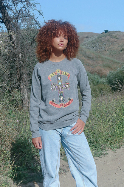 Guns N Roses Appetite For Destruction Fleece Womens Sweatshirt Grey