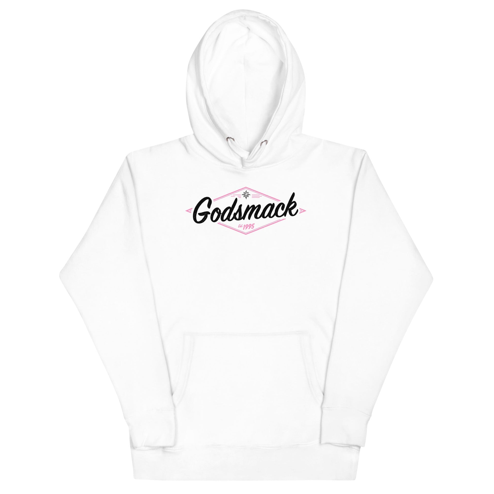 Godsmack Black and Pink Logo Mens Officially Licensed Hoodie White