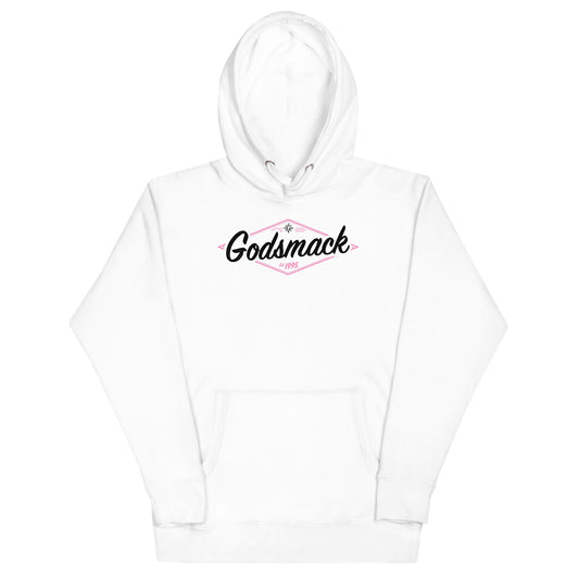 Godsmack Black and Pink Logo Mens Hoodie White