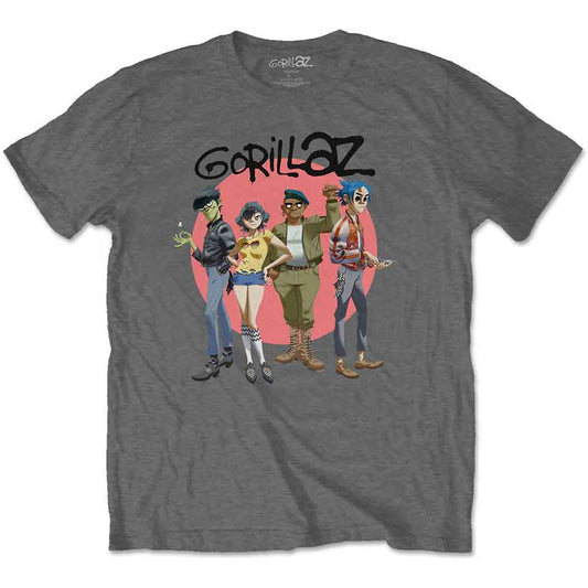 Gorillaz Group Circle Rise Mens T Shirt Grey