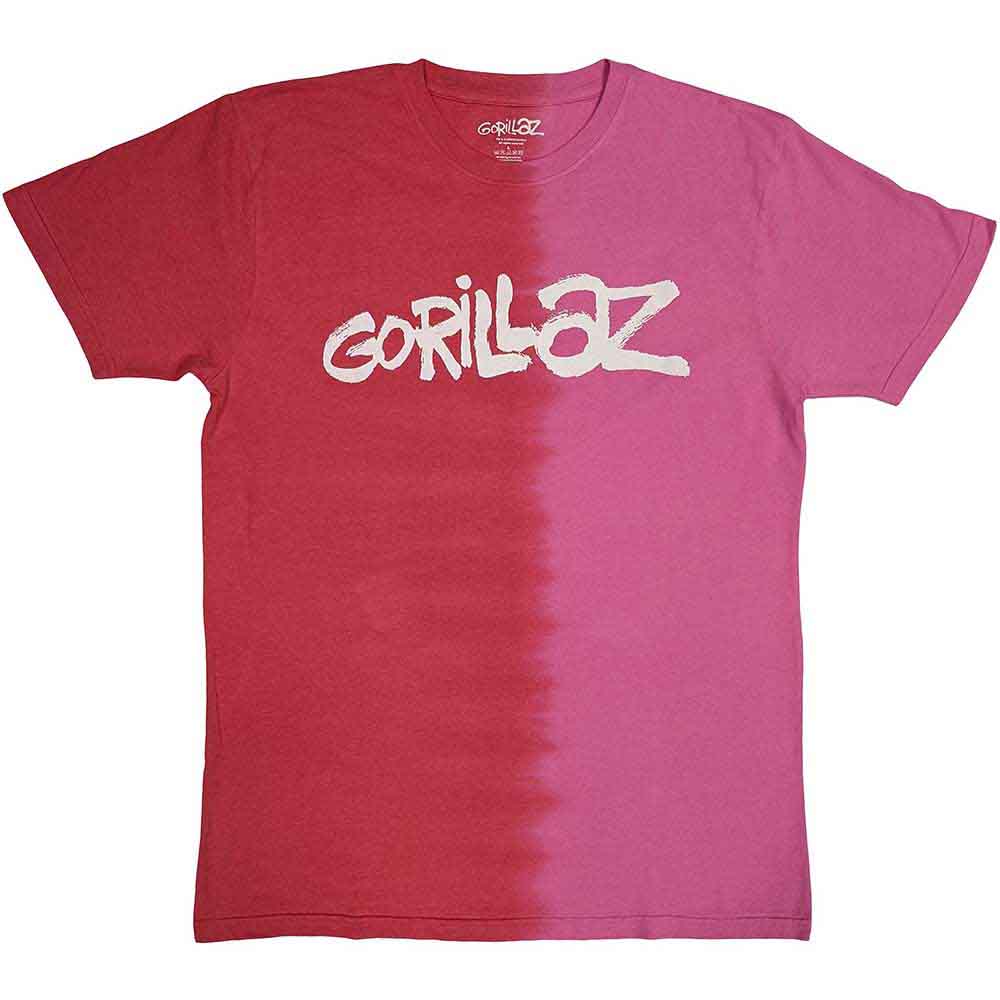 Gorillaz Two-Tone Brush Logo Mens T Shirt Red Officially Licensed