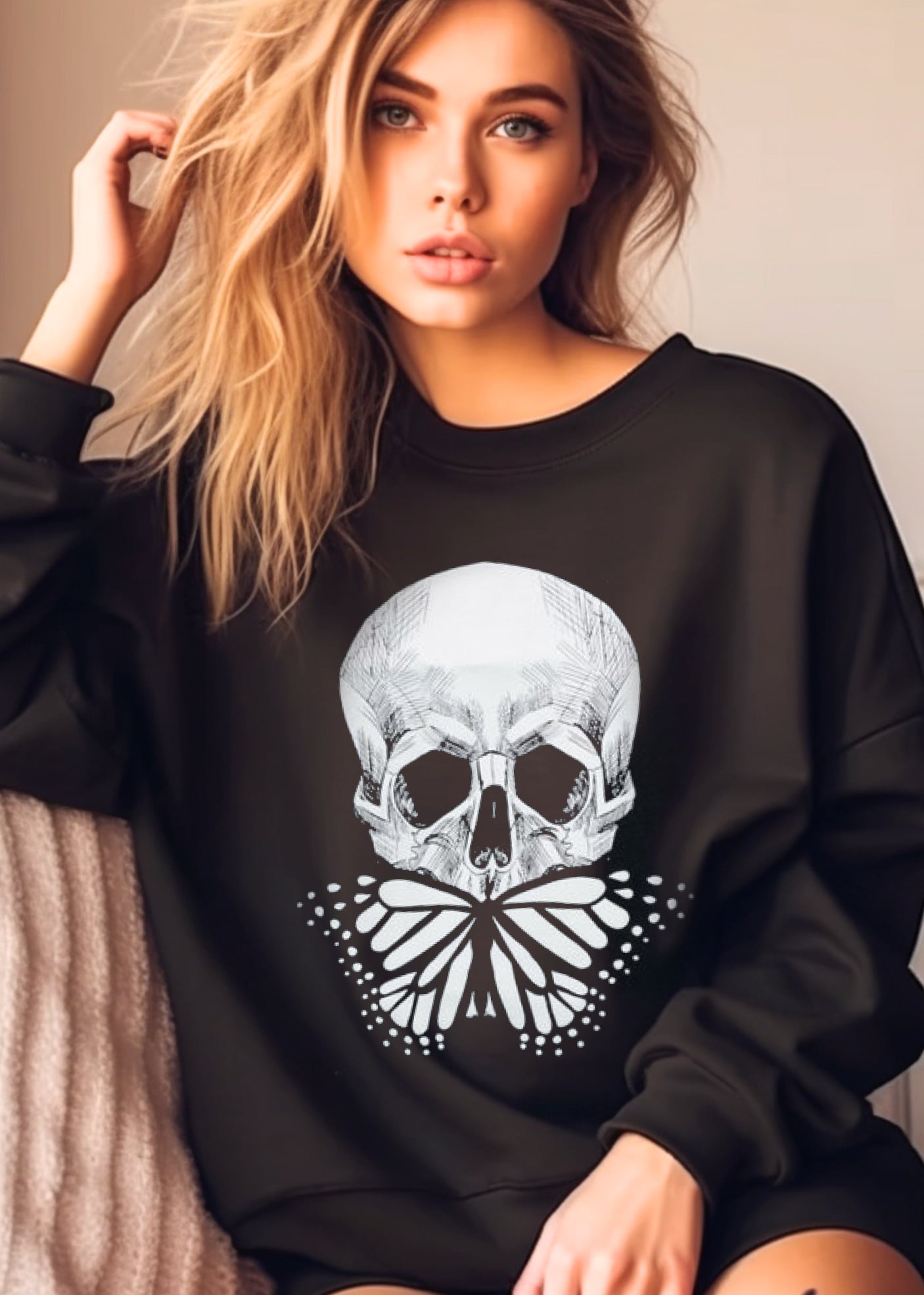 Butterfly Skull Sweater Goth Sweatshirt