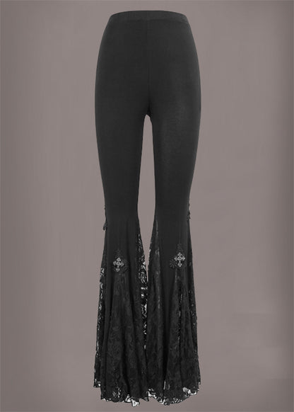 Black Lace Gothic Bell Bottom Pants