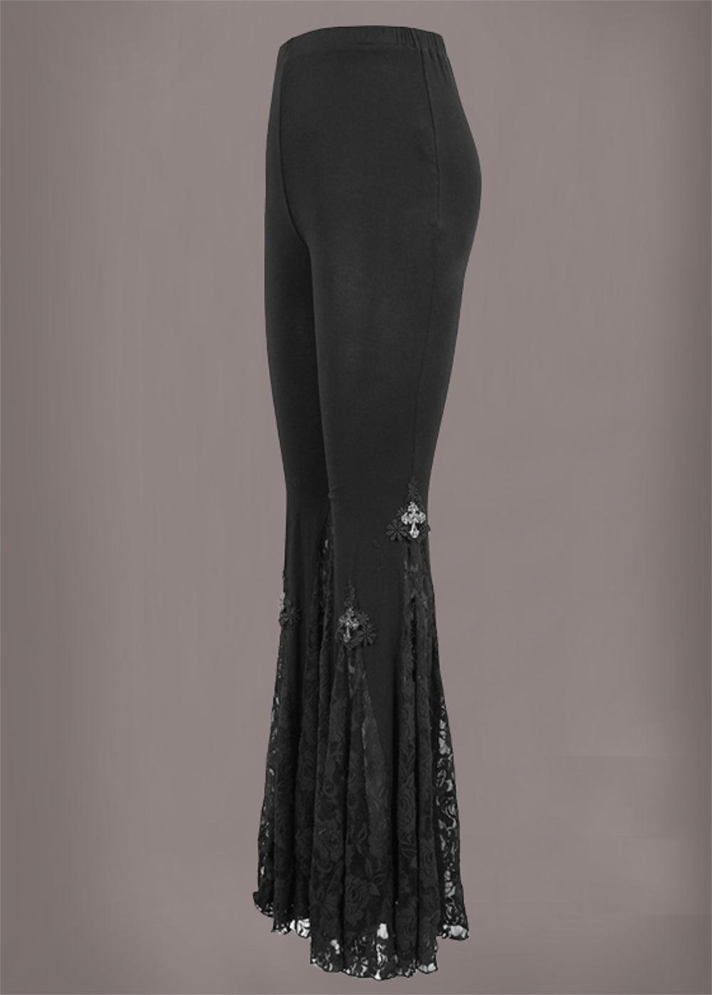 Black Lace Gothic Bell Bottom Pants