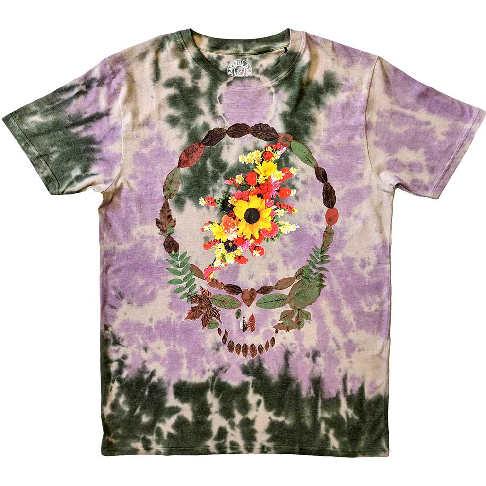Greatful Dead Leaves & Bouquet Mens Tie Dye T Shirt Officially Licensed