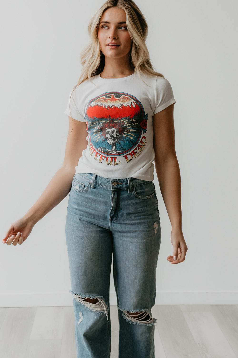 Grateful Dead Baby Tee Womens T Shirt White