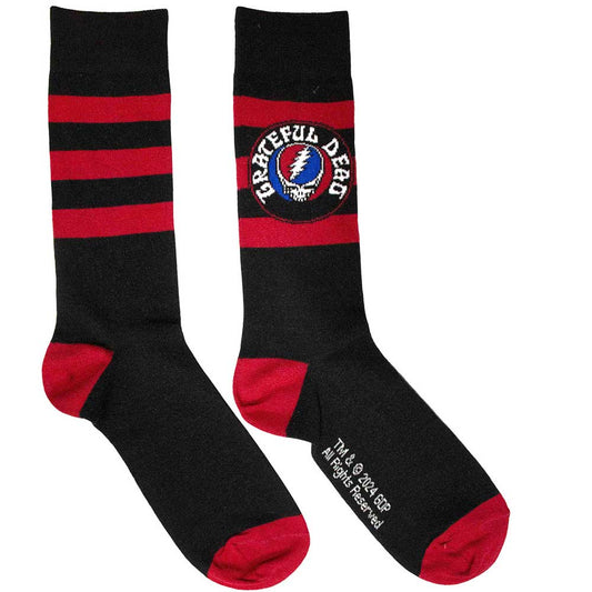 Grateful Dead Steal Your Face Logo Socks Black Officially Licensed