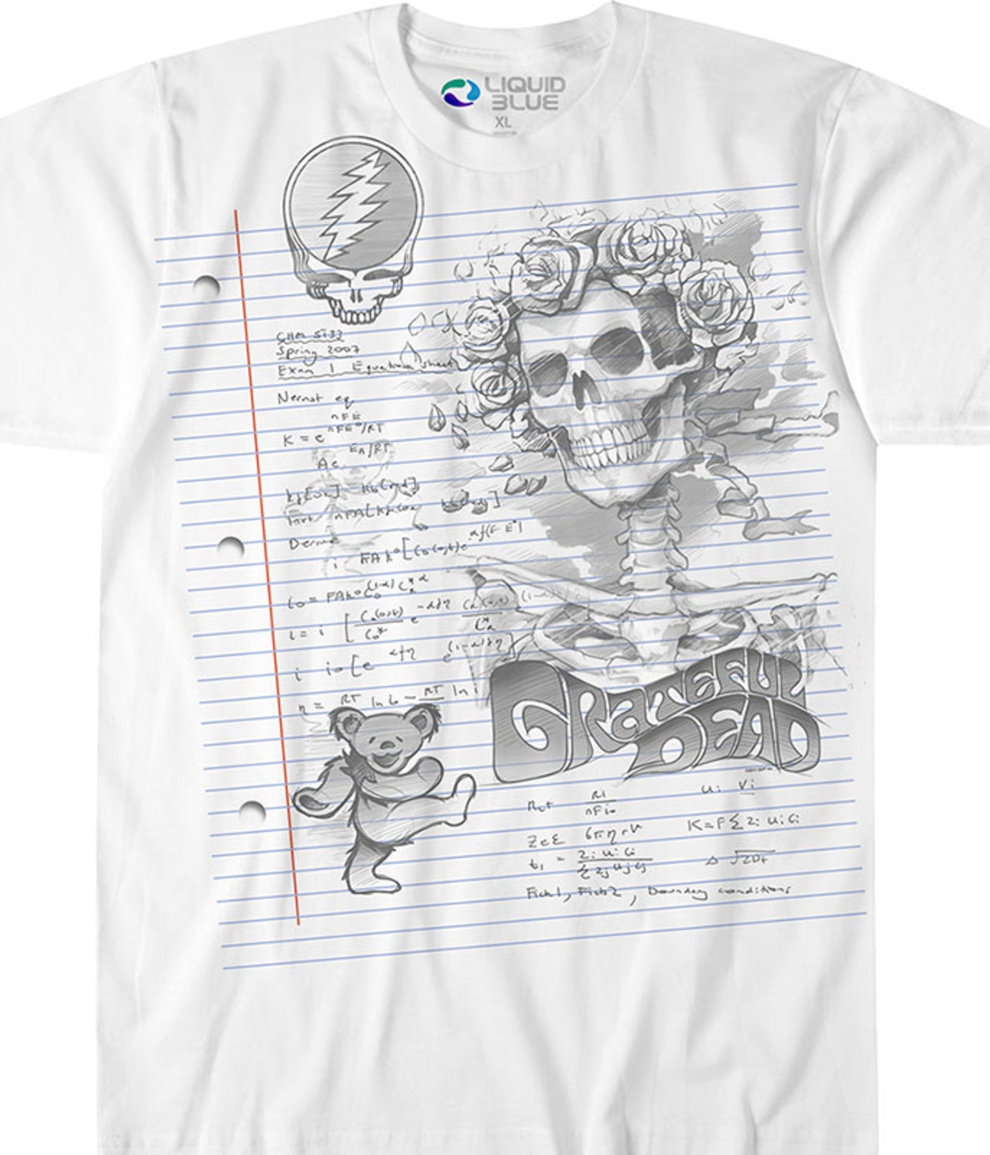 Grateful Dead Sketch Notepad Mens T-shirt- Liquid Blue