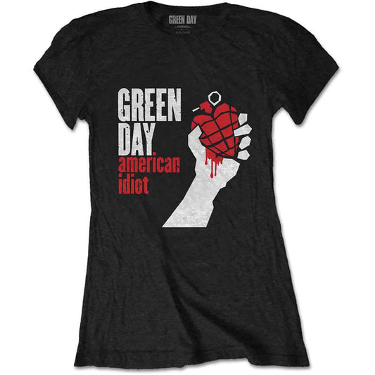 Green Day American Idiot Womens T Shirt Black Officially Licensed