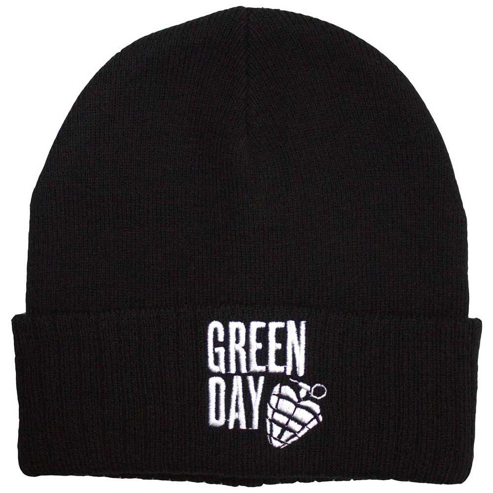 Green Day Stacked Logo & Grenade Beanie Hat Black