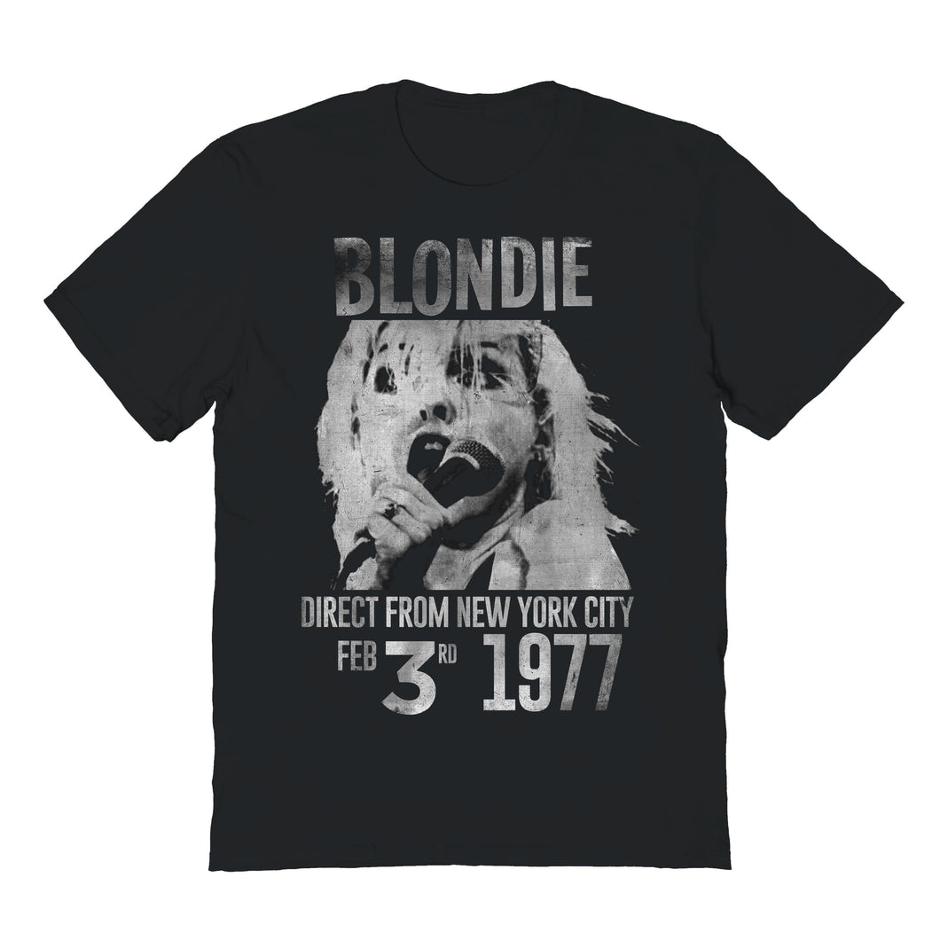 Blondie 1977 Direct Mens T Shirt Black