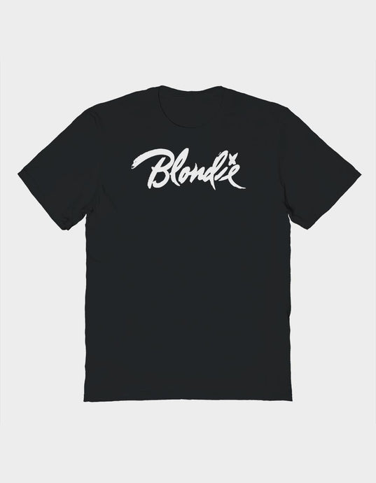 Blondie White Logo Mens T Shirt Black