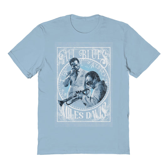 Miles Davis Filigree Blues Mens T Shirt Light Blue