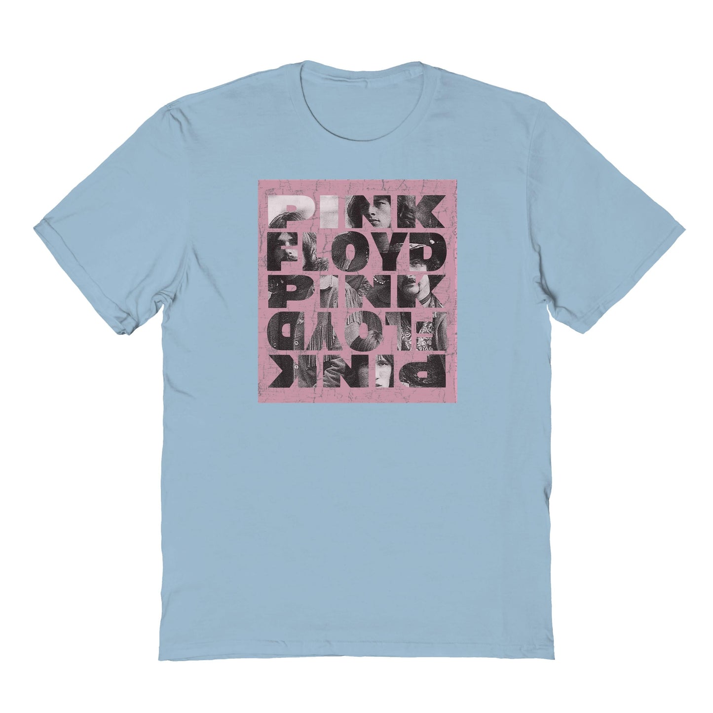 Pink Floyd Letters Mens T Shirt Light Blue