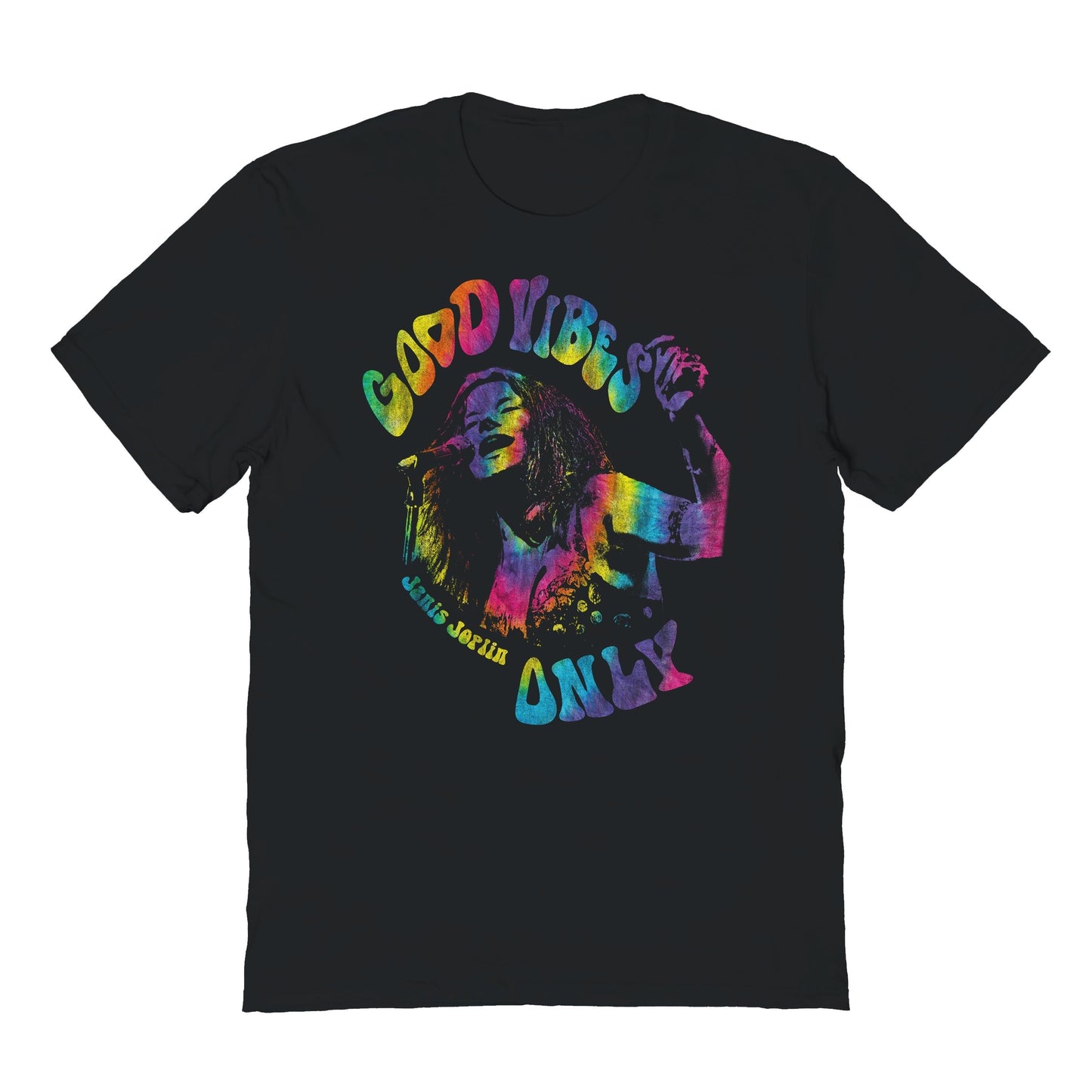 Janis Joplin Good Vibes Only Mens T Shirt Black