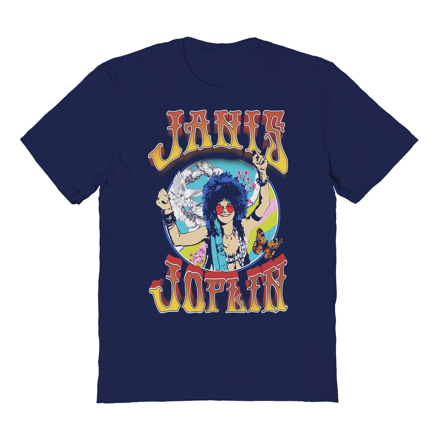 Janis Joplin Gypsy Joplin Mens T Shirt Navy Blue