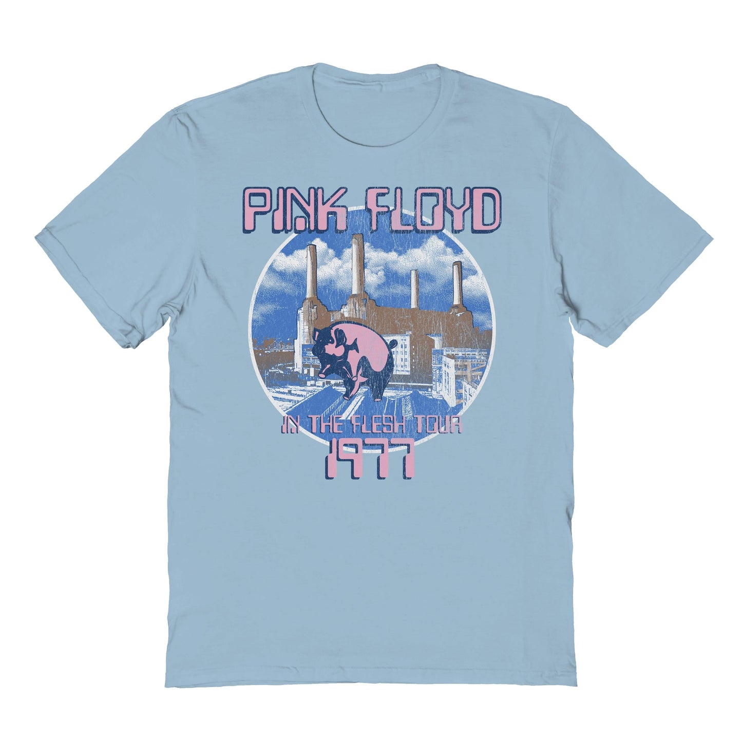 Pink Floyd in the Flesh Tour Mens T Shirt Light Blue