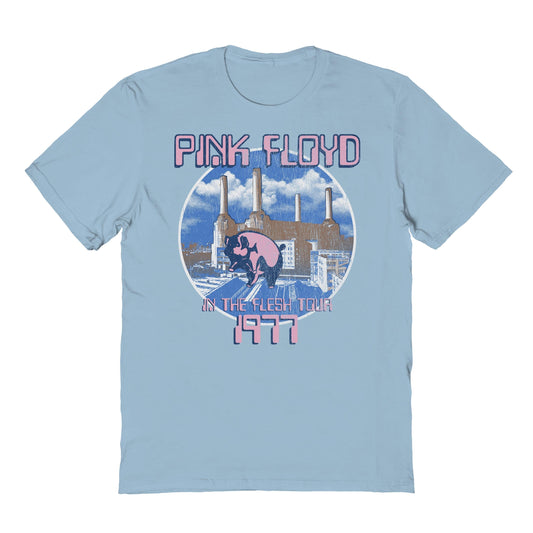 Pink Floyd in the Flesh Tour Mens T Shirt Light Blue