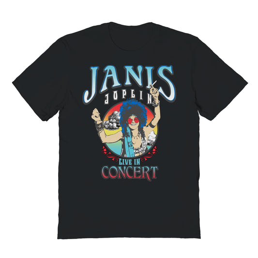 Janis Joplin Live Mens T Shirt Black