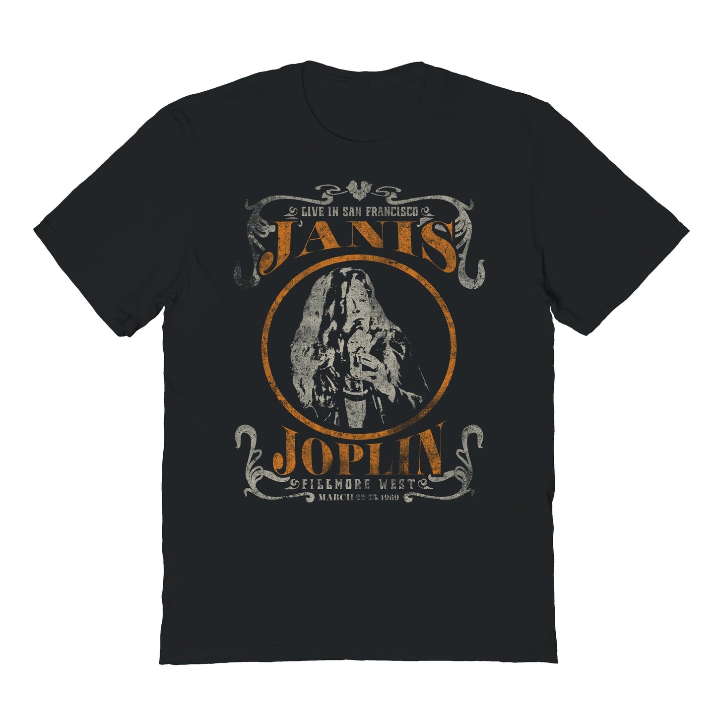 Janis Joplin Live 2 Mens T Shirt Black