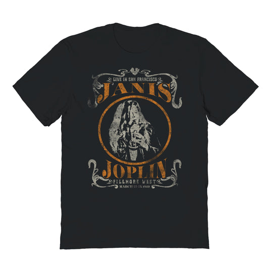 Janis Joplin Live 2 Mens T Shirt Black