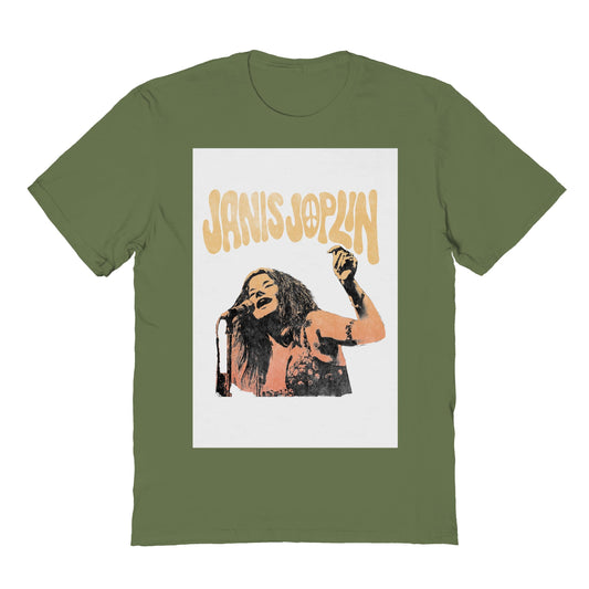 Janis Joplin Vibes Mens T Shirt Military Green