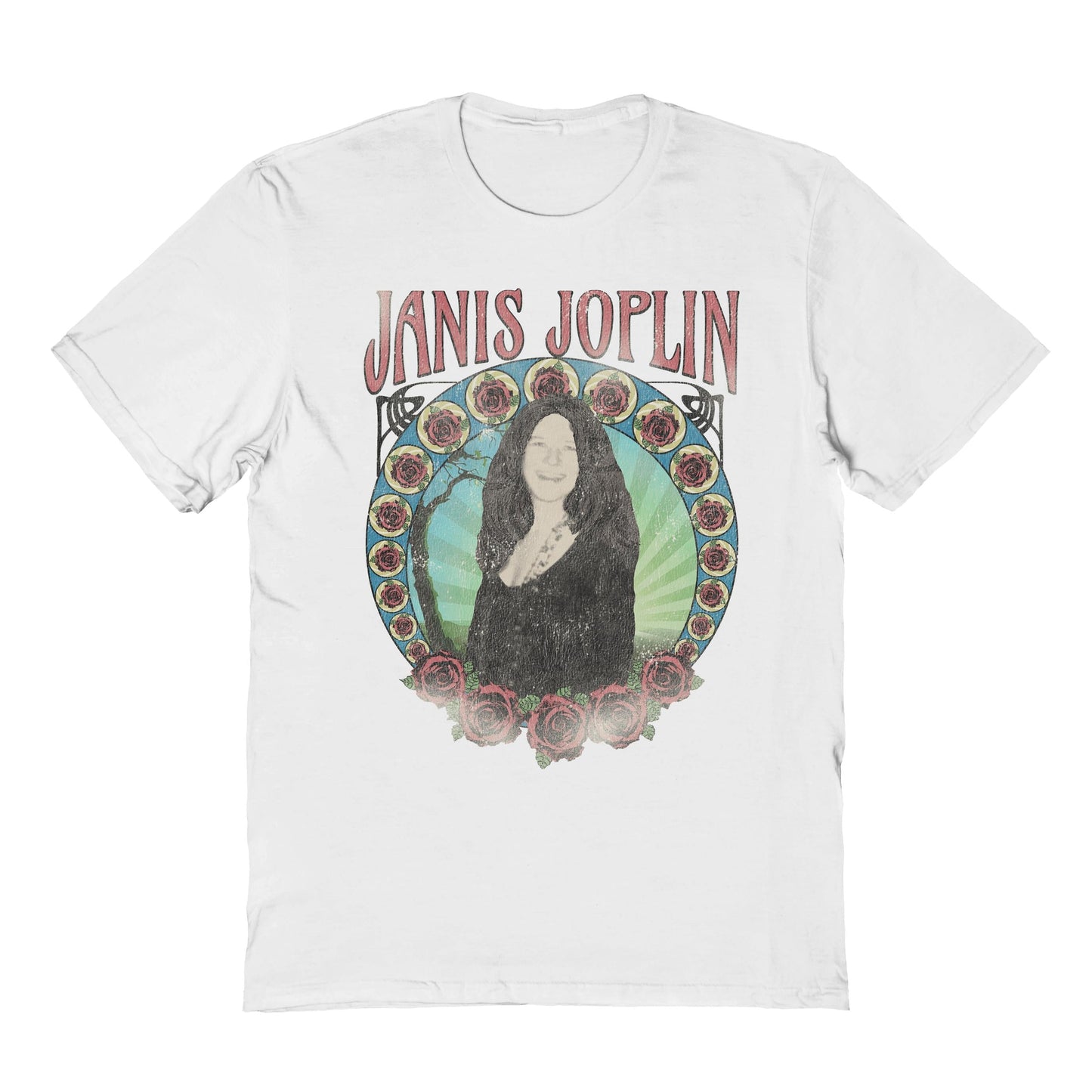 Janis Joplin Roses Mens T Shirt White