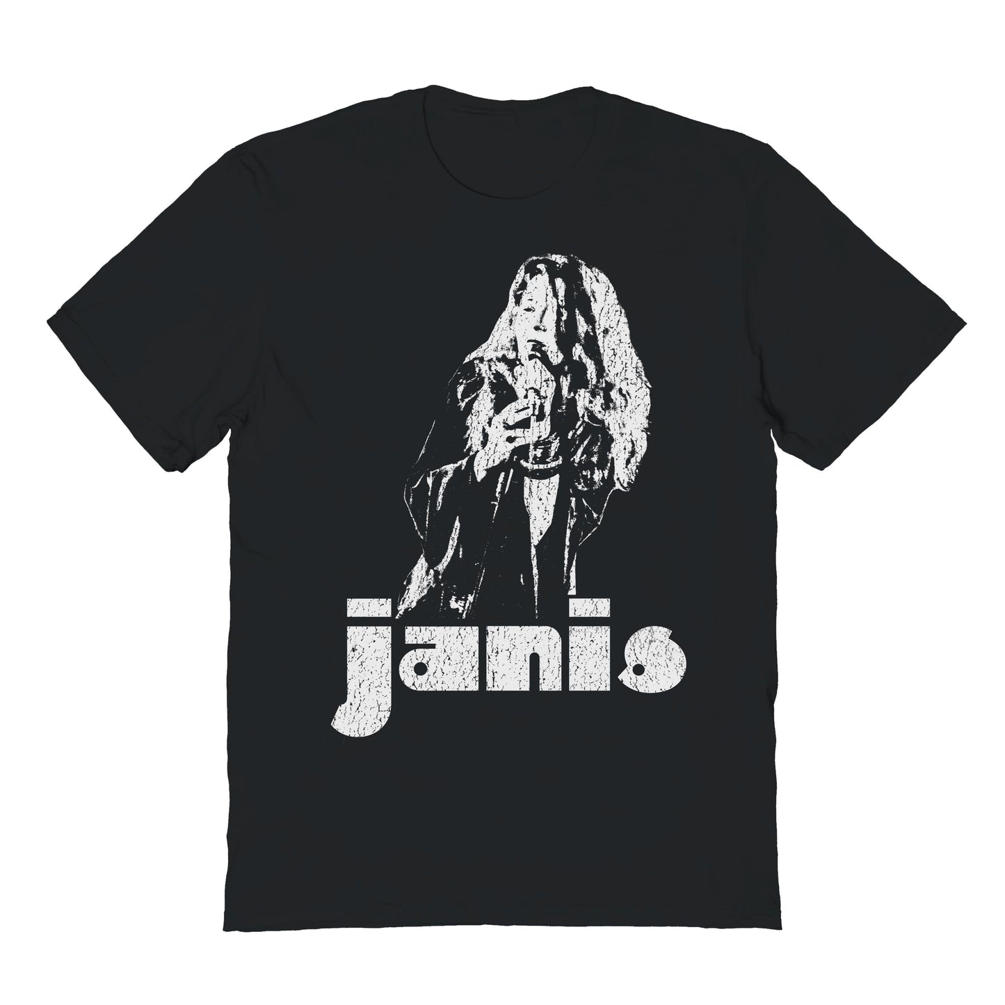 Janis Joplin Sings Crackle Mens T Shirt Black