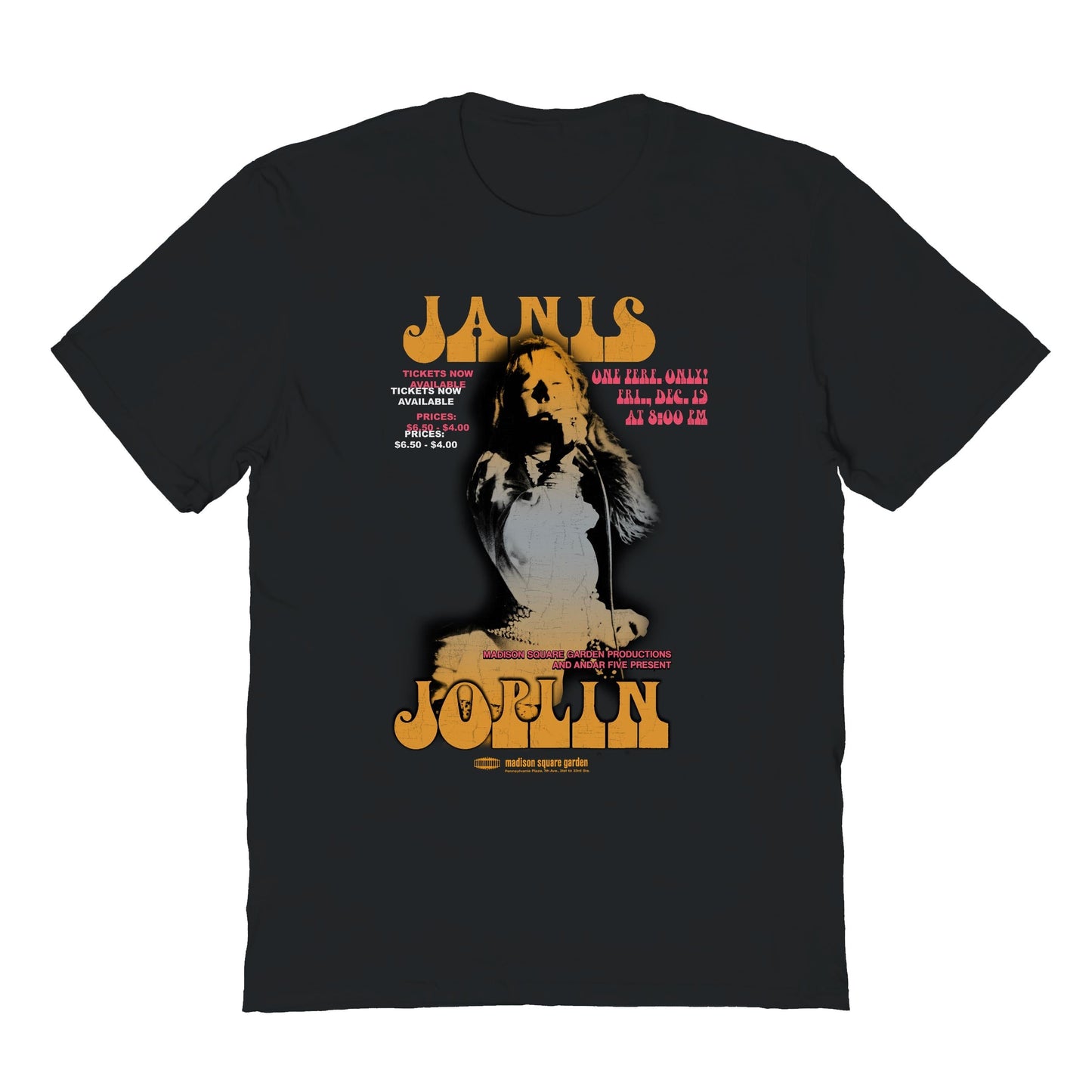 Janis Joplin Ombre Janis Poster Mens T Shirt Black