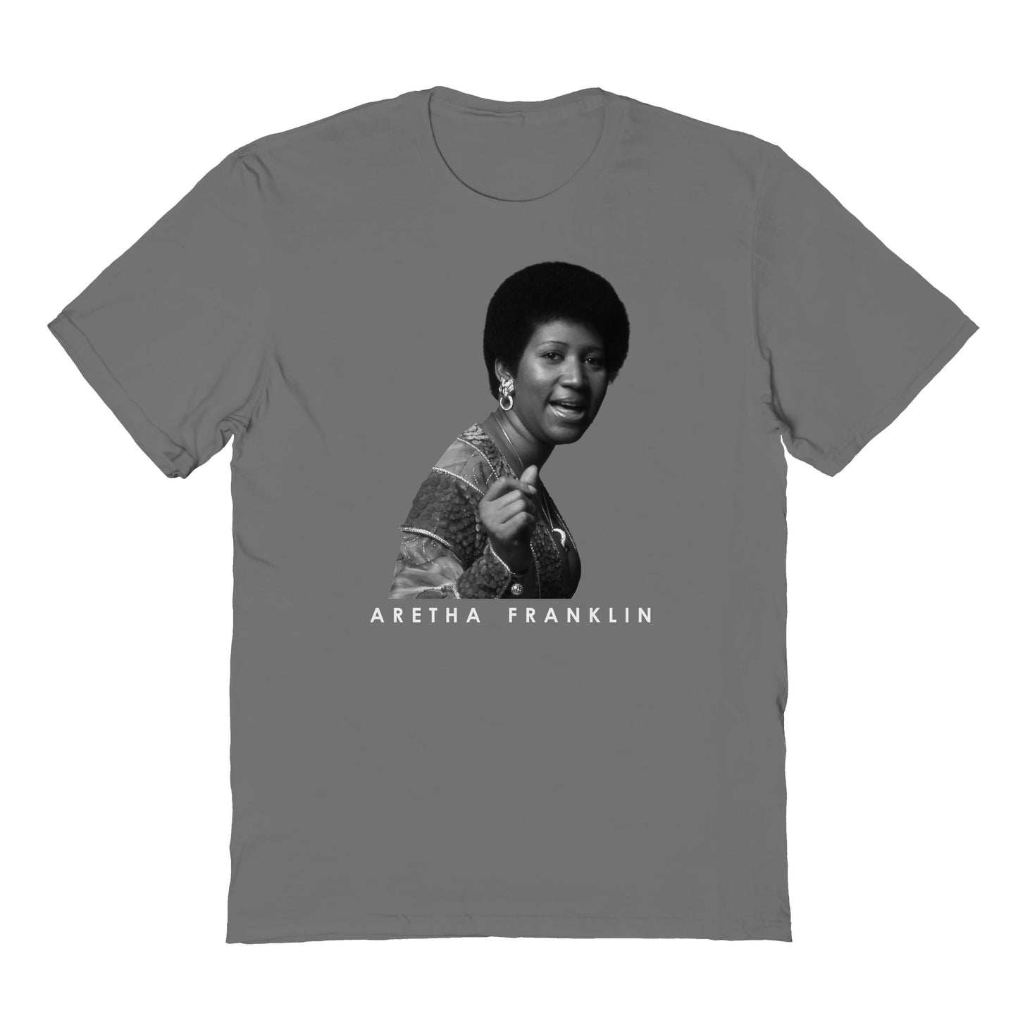 Aretha Franklin Portrait Mens T Shirt Charcoal