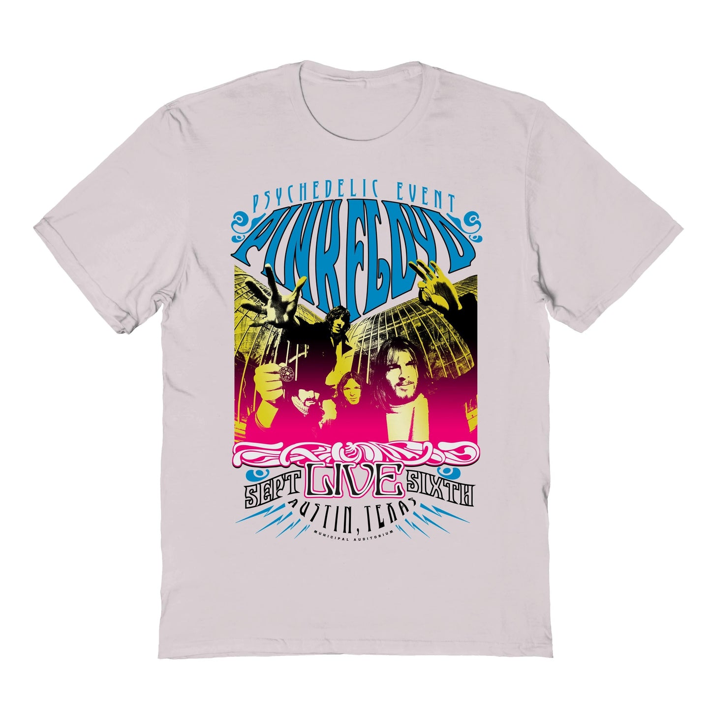 Pink Floyd Psychedelic Poster Mens T Shirt Ice Grey