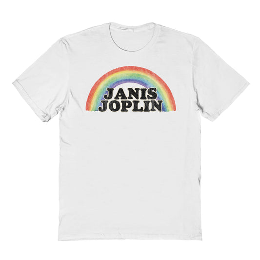 Janis Joplin Rainbow Janis Mens T Shirt White