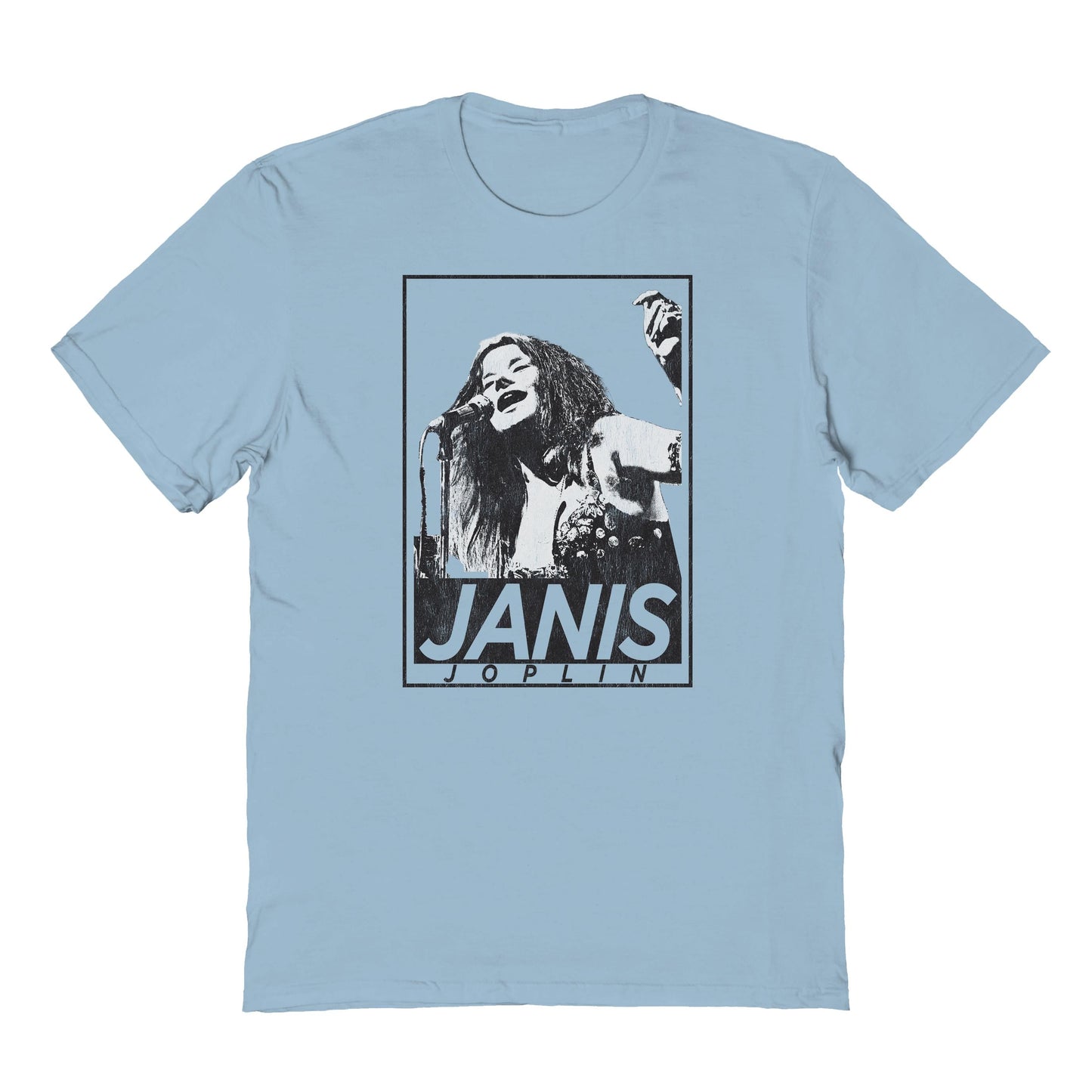 Janis Joplin Simple Singing Mens T Shirt Light Blue