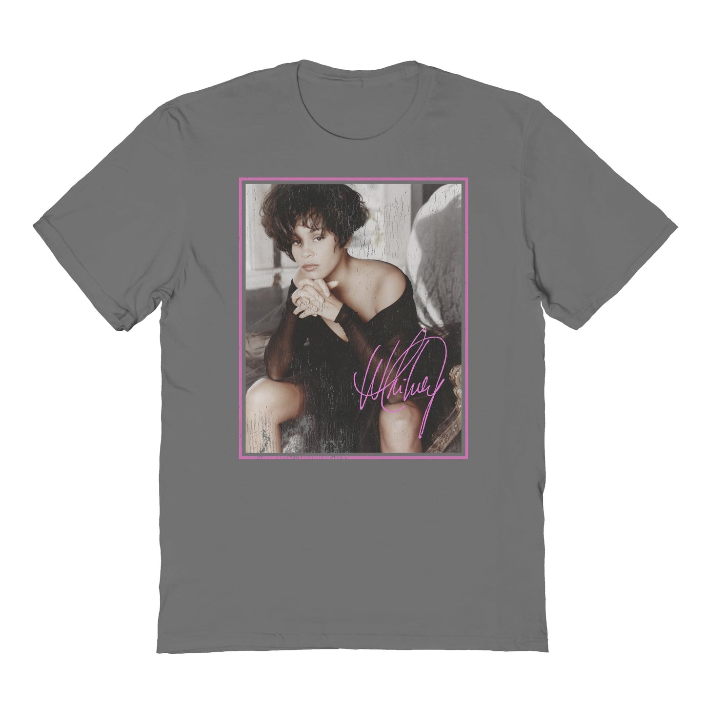 Whitney Houston Vintage Gaze Mens T Shirt Charcoal