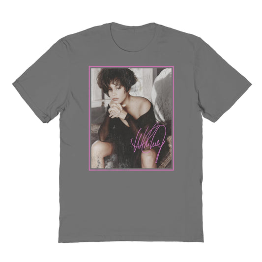 Whitney Houston Vintage Gaze Mens T Shirt Charcoal