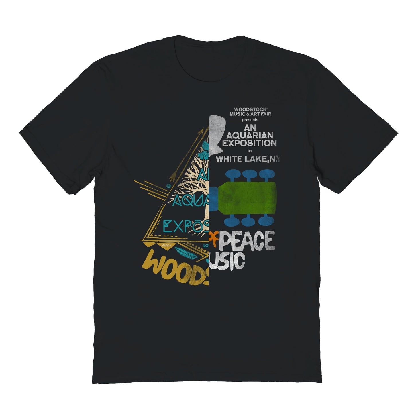 Woodstock Split Graphic Mens T Shirt Black