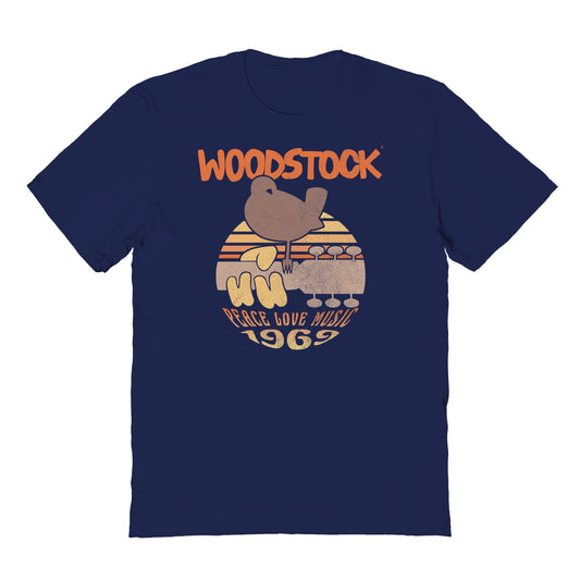 Woodstock Bird Round Vintage 1 Mens T Shirt Navy Blue