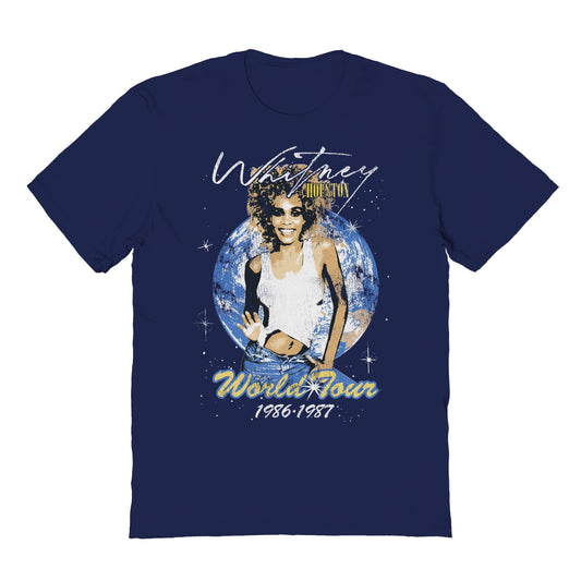 Whitney Houston World Tour Mens T Shirt Navy Blue