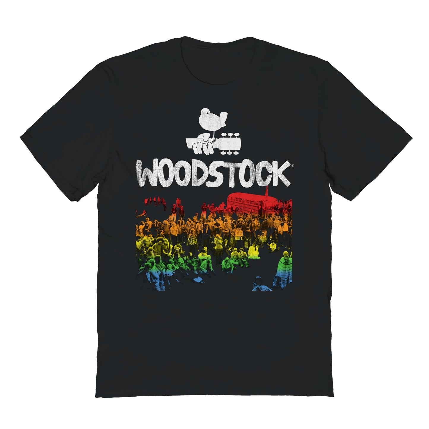 Woodstock Rainbow Crowd Mens T Shirt Black