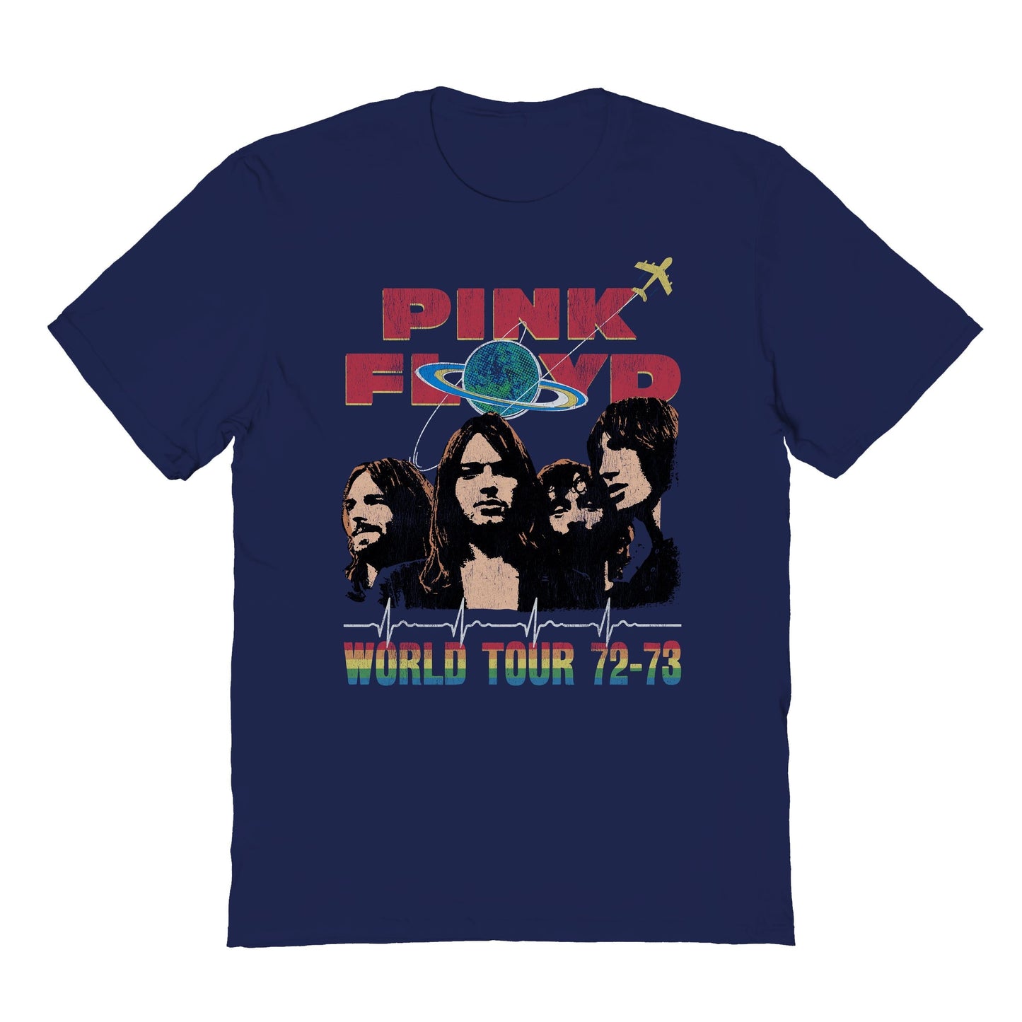 Pink Floyd World Tour 72-73 Mens T Shirt Navy Blue