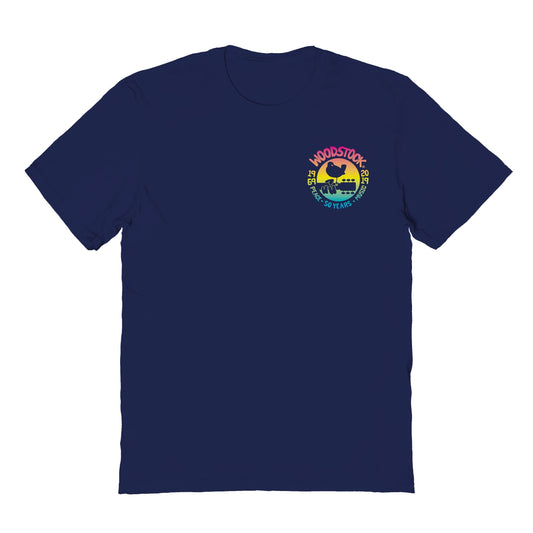 Woodstock 50th Gradient Mens T Shirt Navy Blue