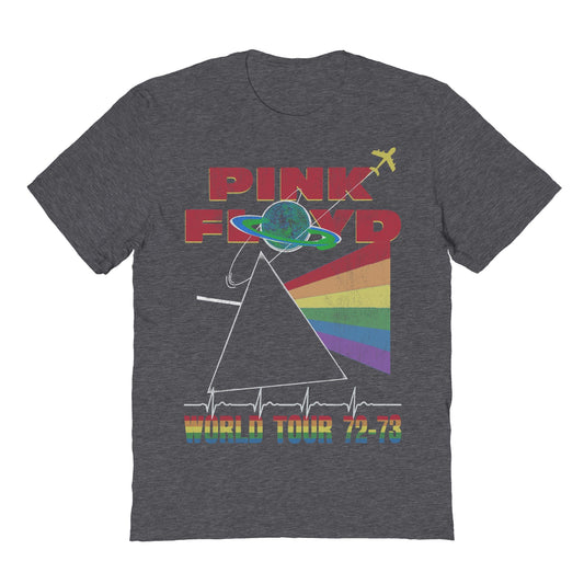 Pink Floyd World Tour Prism 1 Mens T Shirt Dark Heather Grey