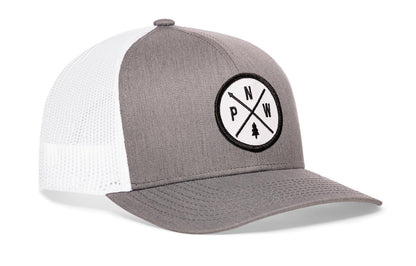 PNW Trucker Hat  |  Gray-White PNW X Snapback