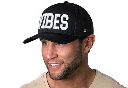 VIBES Trucker Hat  |  Black Good Times Snapback