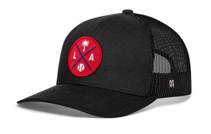 Los Angeles Trucker Hat  |  Red LA X Baseball Snapback