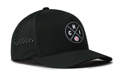 Chicago Baseball Performance 5-Panel Haka Hat  |   Black CHI X Flexfit® Snapback