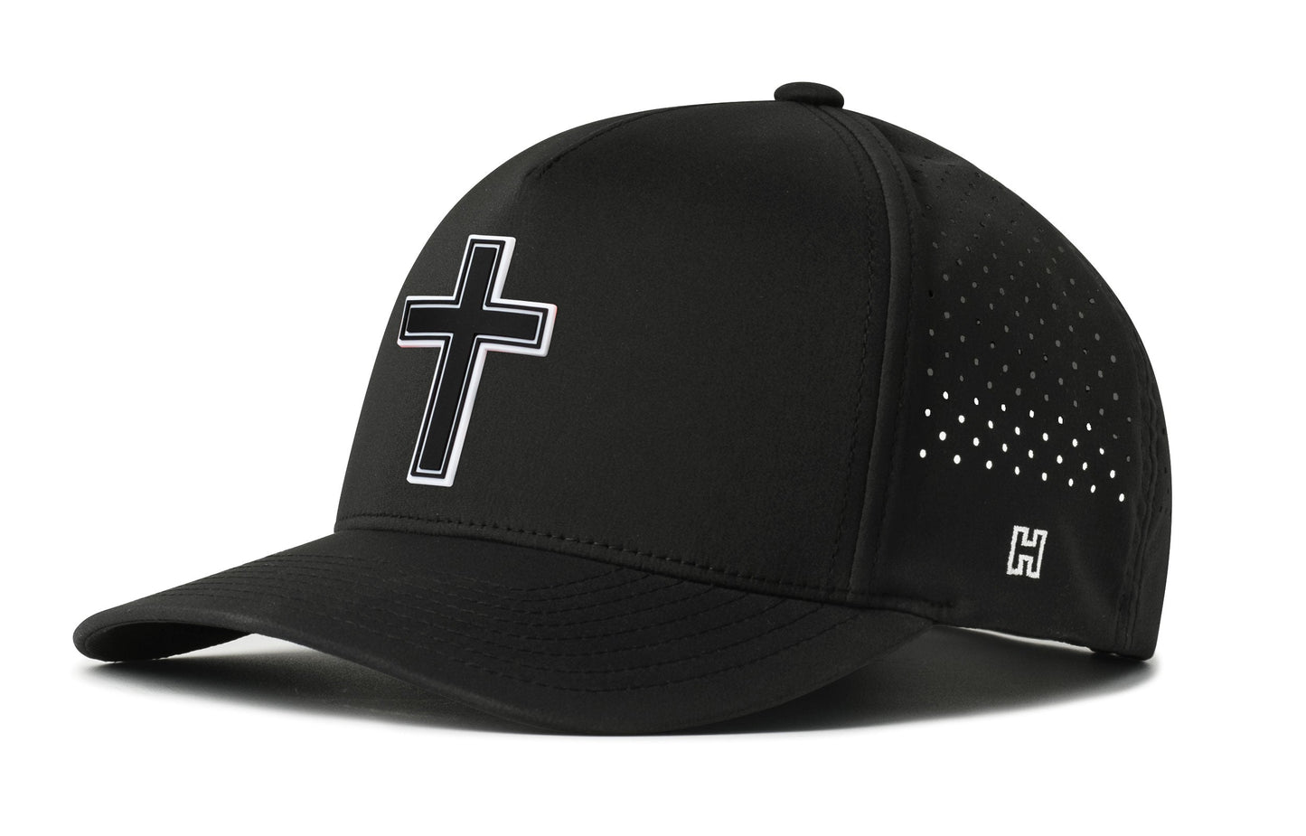 Cross Performance 5-Panel Haka Hat  |  Black PVC Christian Flexfit® Snapback